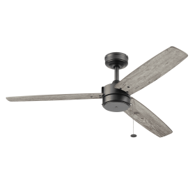 52" Matte Black Indoor/Outdoor 3-Blade Ceiling Fan