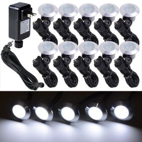 10pcs Cool White LED Deck Lights Set with Transformer & Wire