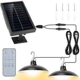 Solar Shed Lights Dual Lighting Heads Dimmable Timing Dusk To Dawn Sensor Hanging Lamp IP65 Waterproof Remote Control