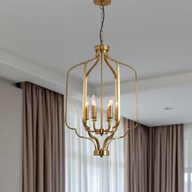 Modern American luxury plated gold chandelier iron gold 6 bulbs, excluding bulbs.