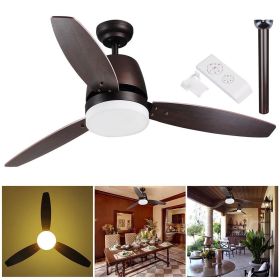 52 Inch 3 blades Ceiling Fan With Dimmable LED Light And Remote Control