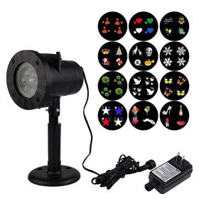 Christmas Snowflake Projection Lawn Light Outdoor Waterproof LED Stage Film Projection Light 12 Cards (Option: AU)