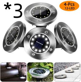 8LED Waterproof Solar Powered Garden Lights (Option: 3PC 4pcs 12LED white light)