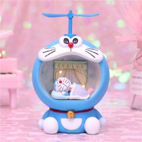 Creative blue little Ding star light flying night light gift for boys multi function piggy bank gift (Option: Blue A)