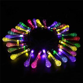 LED Outdoor Water Drops Solar Lamp String Lights LED Fairy Holiday Christmas Party Garland Garden Waterproof (Option: Multicolor light battery10 m)