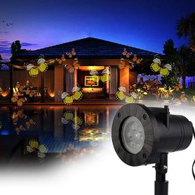 Christmas Snowflake Projection Lawn Light Outdoor Waterproof LED Stage Film Projection Light 12 Cards (Option: UK)