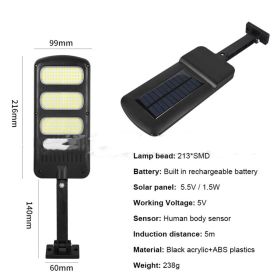 New 213LED Solar Sensor Wall Light Street Light Human Body Sensor Light Outdoor Waterproof Garden Garden Light (Option: )