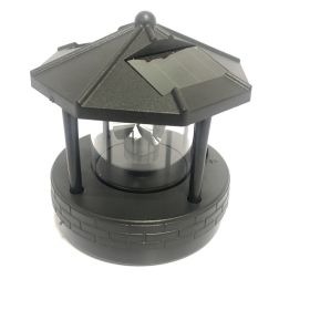 Solar Rotating Lighthouse Outdoor Courtyard Garden Lawn Decorative Lighting Landscape Light (Option: Black-Medium)