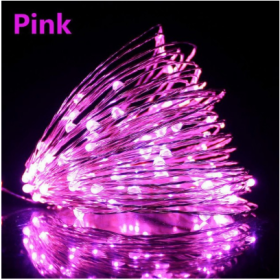 1-10M Led String Light Copper Wire Holiday Lighting Fairy Light Garland Battery Operation For Christmas Tree Wedding Party Decor (Option: Pink-1m10 lights-2AA battery box)