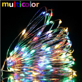 1-10M Led String Light Copper Wire Holiday Lighting Fairy Light Garland Battery Operation For Christmas Tree Wedding Party Decor (Option: Multicolor-1m10 lights-2AA battery box)