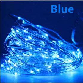 1-10M Led String Light Copper Wire Holiday Lighting Fairy Light Garland Battery Operation For Christmas Tree Wedding Party Decor (Option: Blue-2m20 lights-Button Battery)