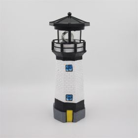 Lighthouse Shape Solar LED Light Garden Fence Yard Outdoor Decoration (Color: Black)