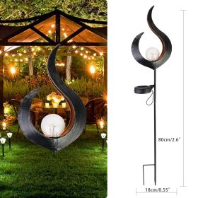 Outdoor Wrought Iron Ground Plug Solar Lawn Lamp Retro Hollow Courtyard Landscape Projection Lamp (Option: Black flame)