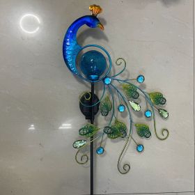 Solar Peacock Lamp And Plug Light Wrought Iron Solar Hollow Peacock Rain Gauge Peacock Ice (Option: )