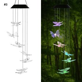 Color Changing Solar Power Wind Chime Crystal Ball Hummingbird Butterfly Waterproof Outdoor Windchime Light For Patio Yard Garde (Option: B Landscape-1pc)