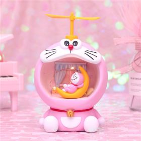 Creative blue little Ding star light flying night light gift for boys multi function piggy bank gift (Option: Pink A)