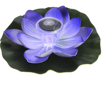 Floating water solar lantern LED lotus wishing lamp colorful floating water lamp pool decorative lamp (Color: Purple)