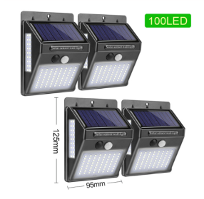 Solar sensor light (Option: 100LED-Black-4pcs)