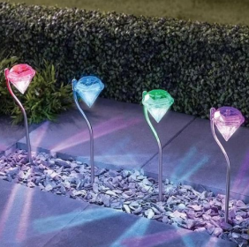 Solar Powered Garden Diamond Light (Option: Colours 4pc)