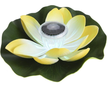 Floating water solar lantern LED lotus wishing lamp colorful floating water lamp pool decorative lamp (Color: Yellow)