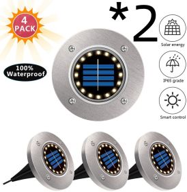 8LED Waterproof Solar Powered Garden Lights (Option: 2PC 4pcs 16LED white light)