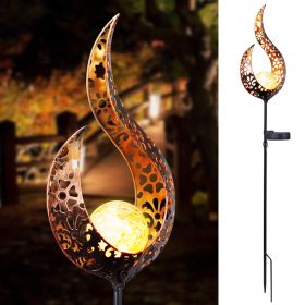 LED Solar Flame Light Metal LED Garden Light Flame Effect Lamp Waterproof Outdoor Lights Landscape Lights Solar Decorative Light (Option: Cutout)