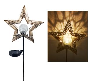 LED Solar Flame Light Metal LED Garden Light Flame Effect Lamp Waterproof Outdoor Lights Landscape Lights Solar Decorative Light (Option: Star)