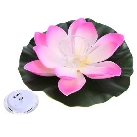 Floating water solar lantern LED lotus wishing lamp colorful floating water lamp pool decorative lamp (Color: Pink)