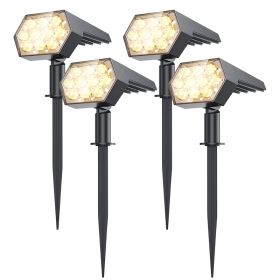 Solar Light Outdoor 92 LED Spotlight IP67 Waterproof (Option: Warm White-4PCS-USB)