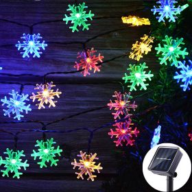 LED Solar Snowflake Light String Garden Christmas Tree Decoration (Option: Color snowflakes-9.5meters 50lights with two)